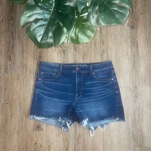 💗American Eagle Dark Wash Hi Rise Shortie Shorts Size 12💗